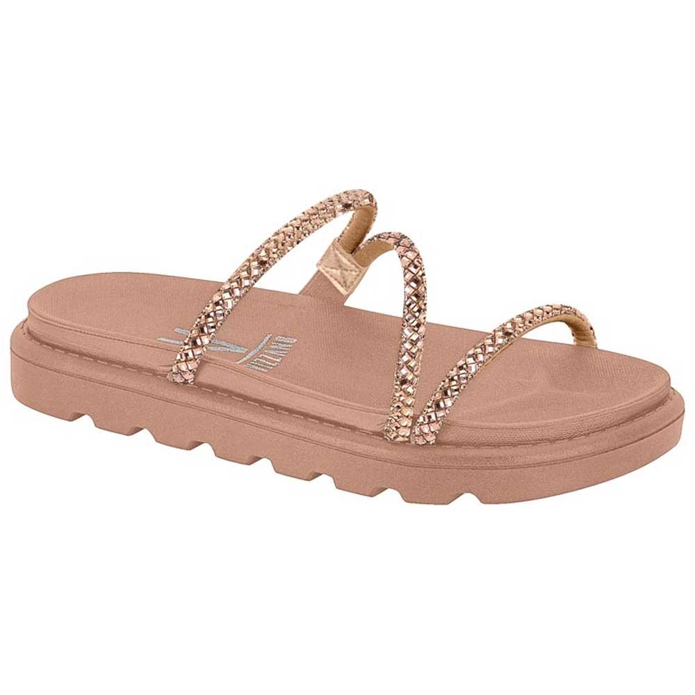Chinelo Flatform Tiras Camel Ouro Rosado Nude Vizzano 6459.118 Bege 1