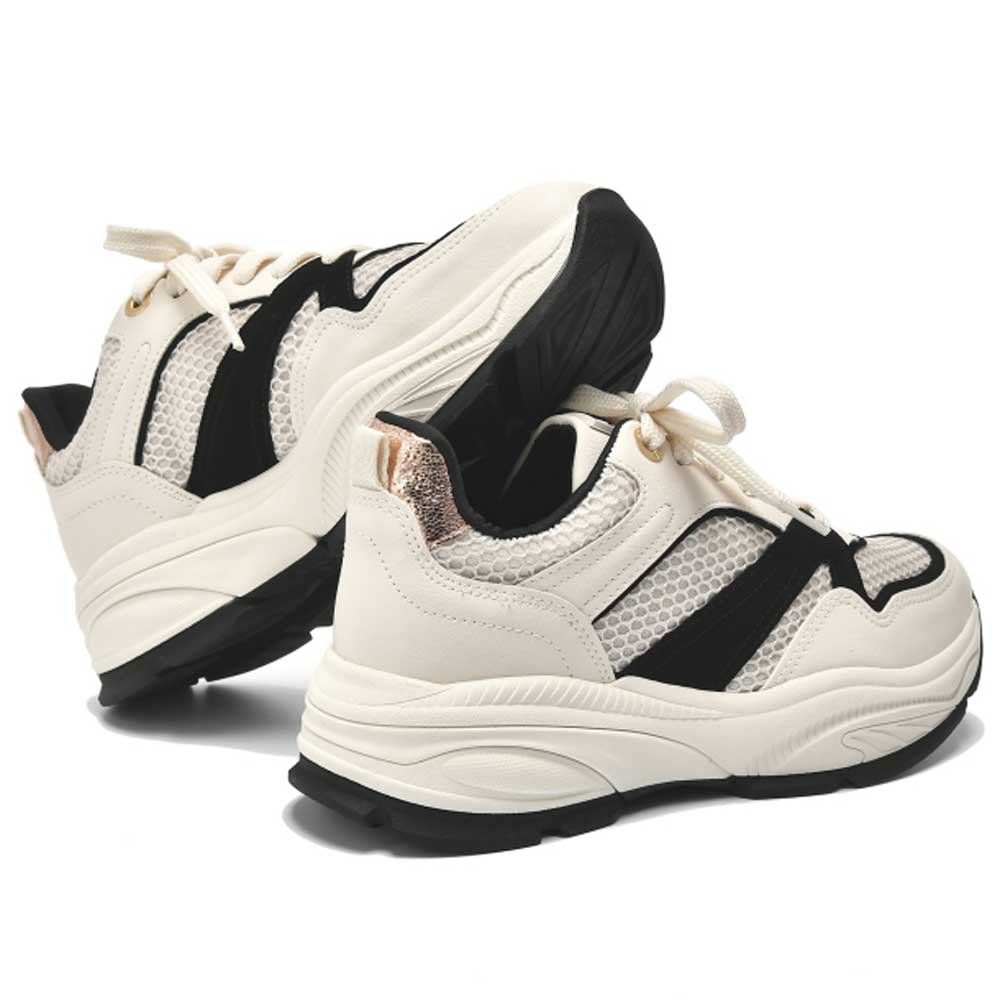 Tênis Casual Feminino Marfim Preto Bege Via Marte 135-002-06 Branco 4