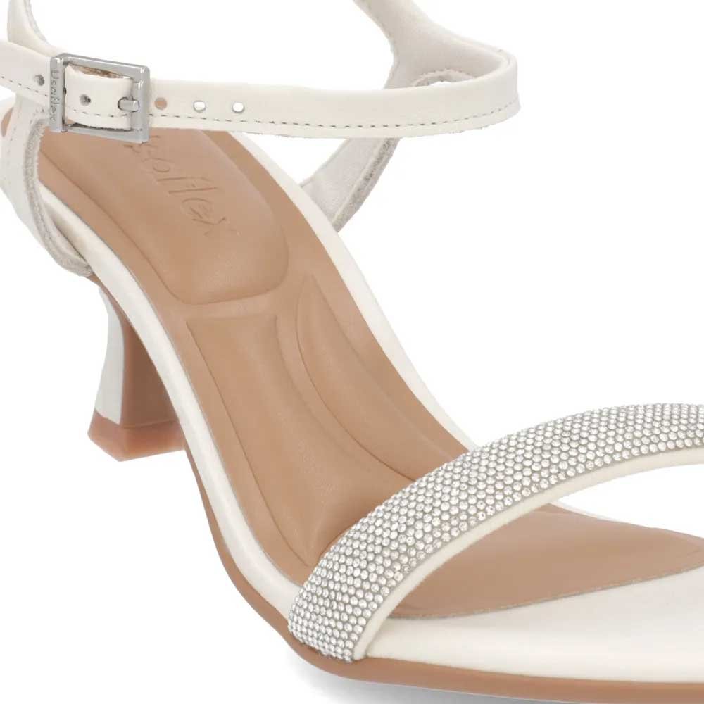 Sandália Feminina Salto Fino Marfim Usaflex AM0201 Branco 2
