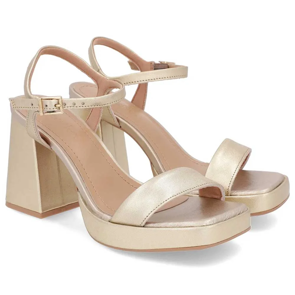 Sandália Feminina Meia Pata Couro Ouro Light Usaflex AI08010 Dourado 2