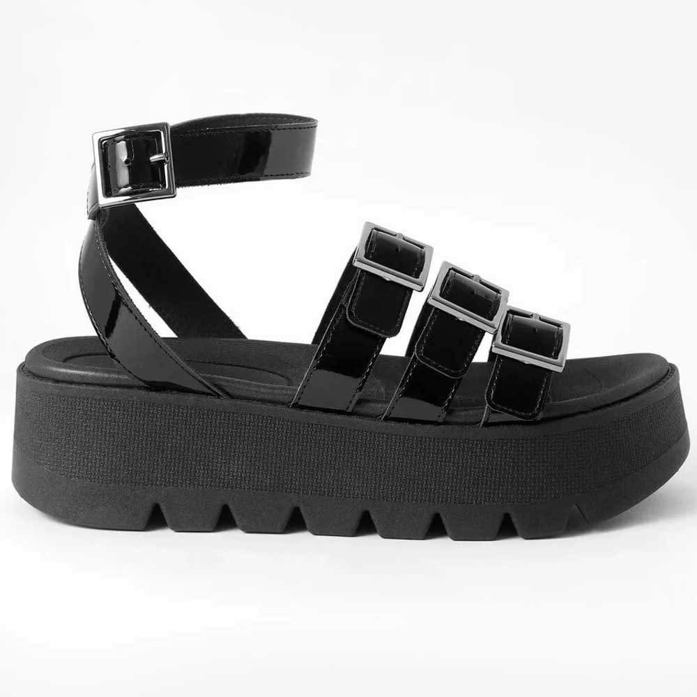 Sandália Feminina Anabela Cati Preto Piccadilly 586002-1 Preto 1