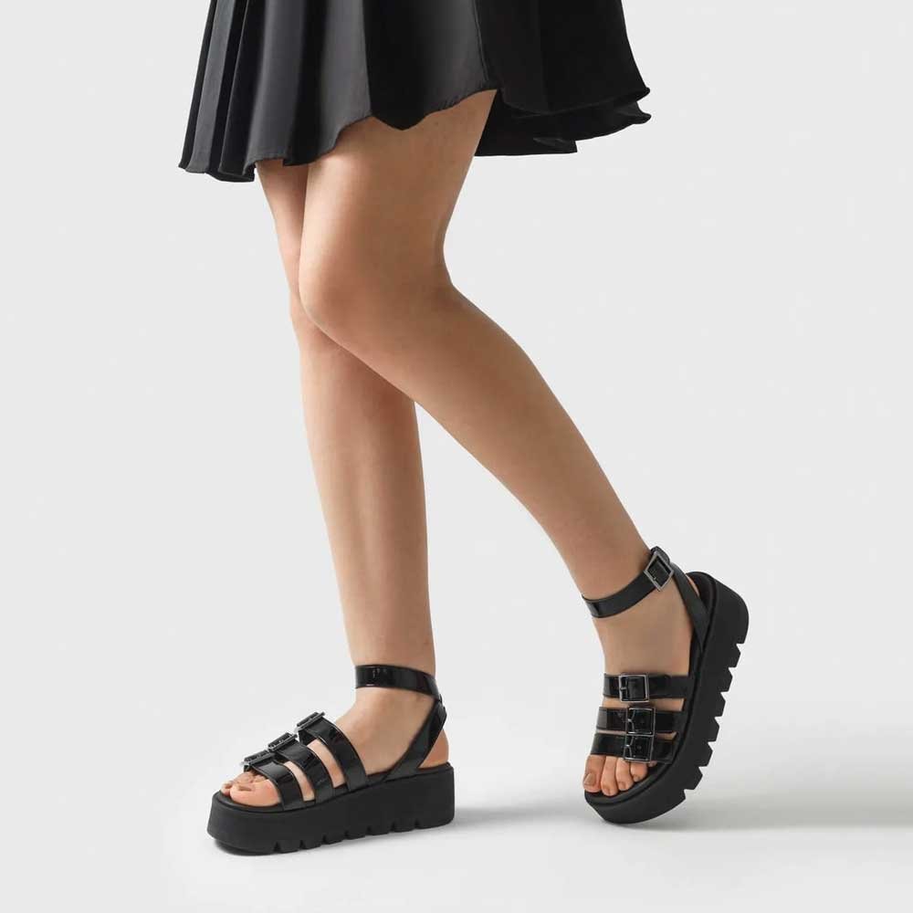 Sandália Feminina Anabela Cati Preto Piccadilly 586002-1 Preto 2