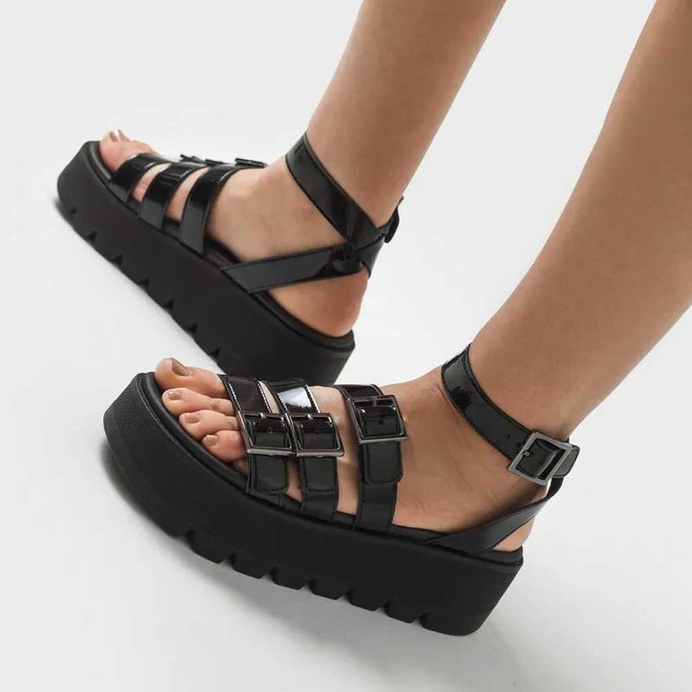 Sandália Feminina Anabela Cati Preto Piccadilly 586002-1 Preto 3