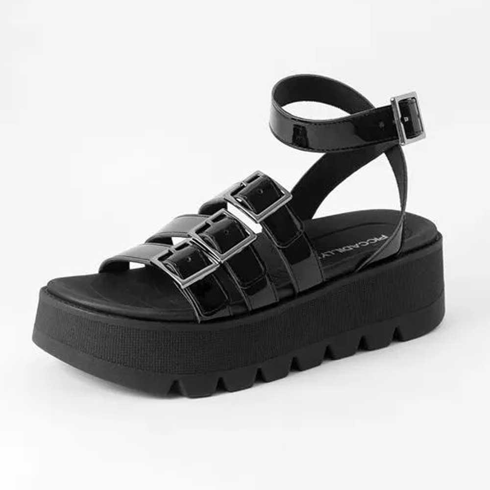 Sandália Feminina Anabela Cati Preto Piccadilly 586002-1 Preto 4