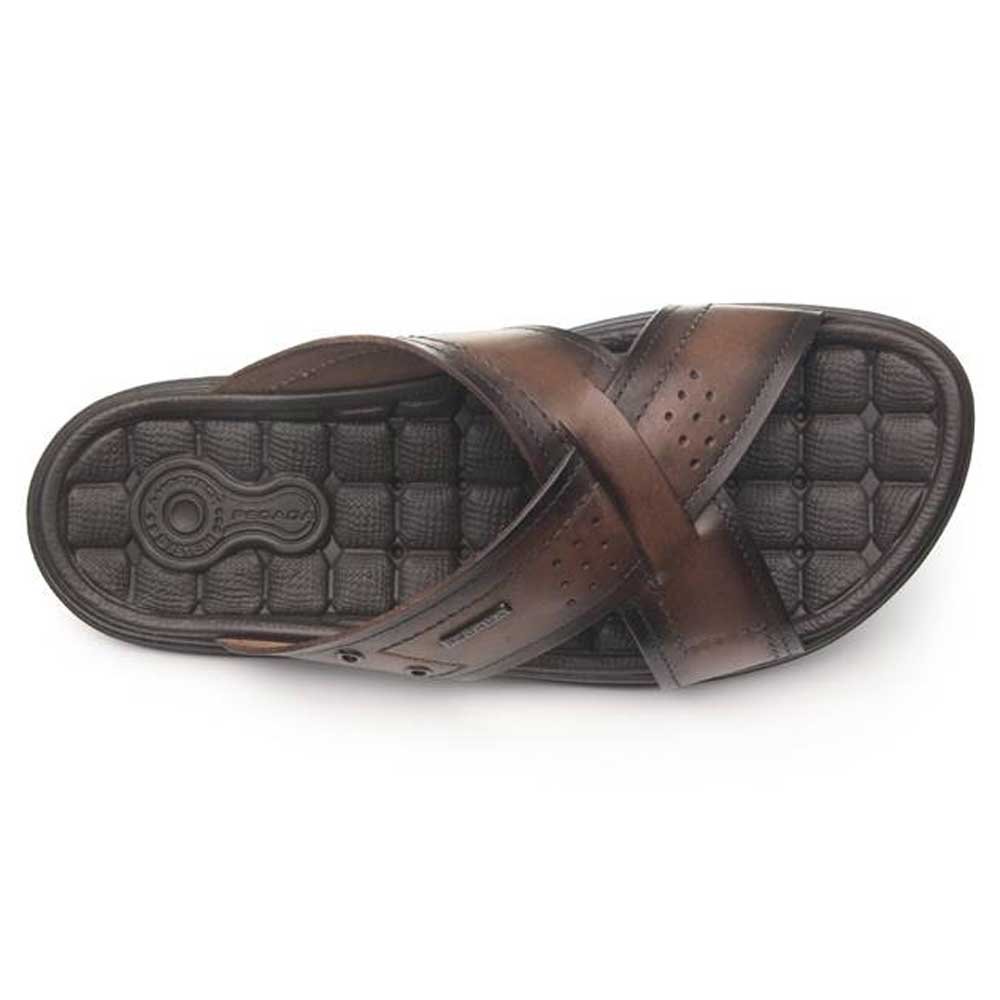 Chinelo Masculino Couro Tiras Cruzadas Pinhão Pegada 131222-01 Marrom 4