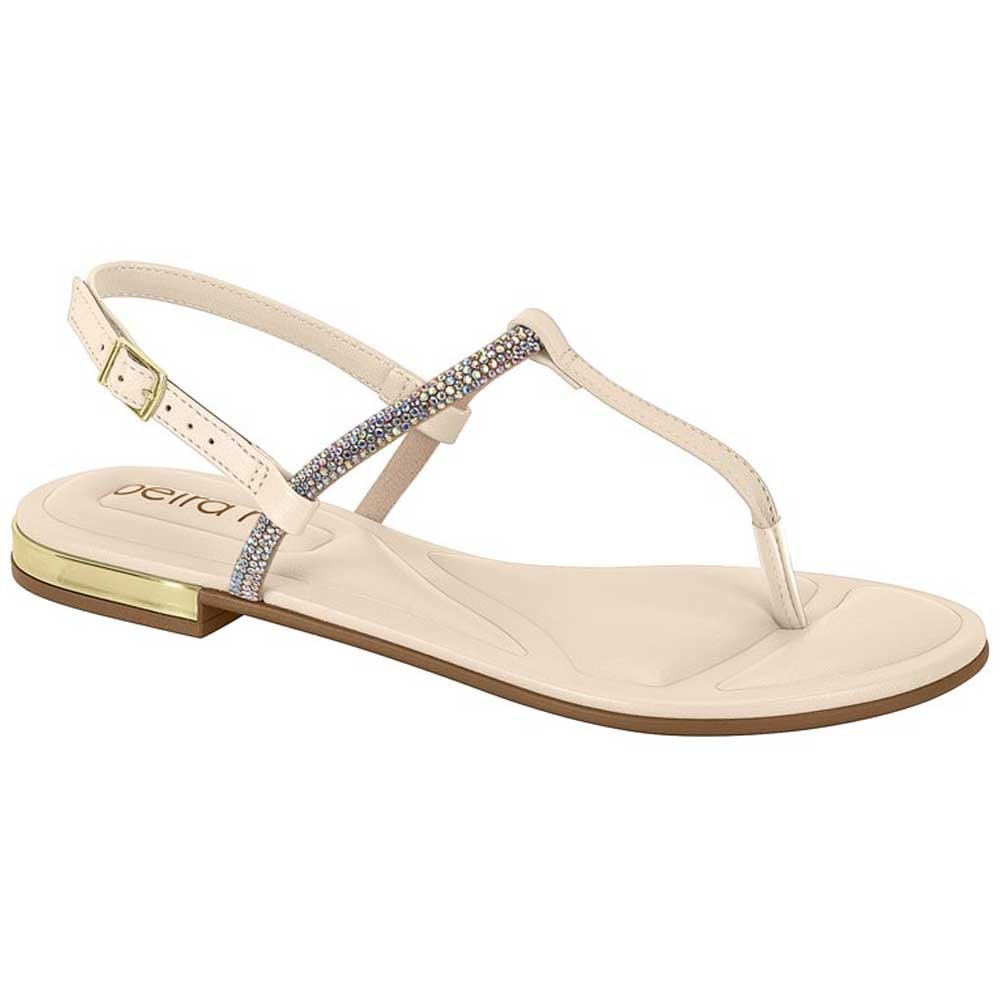 Sandália Rasteira Feminina Aurora Boreal Creme Beira Rio 8263.972 Branco 1