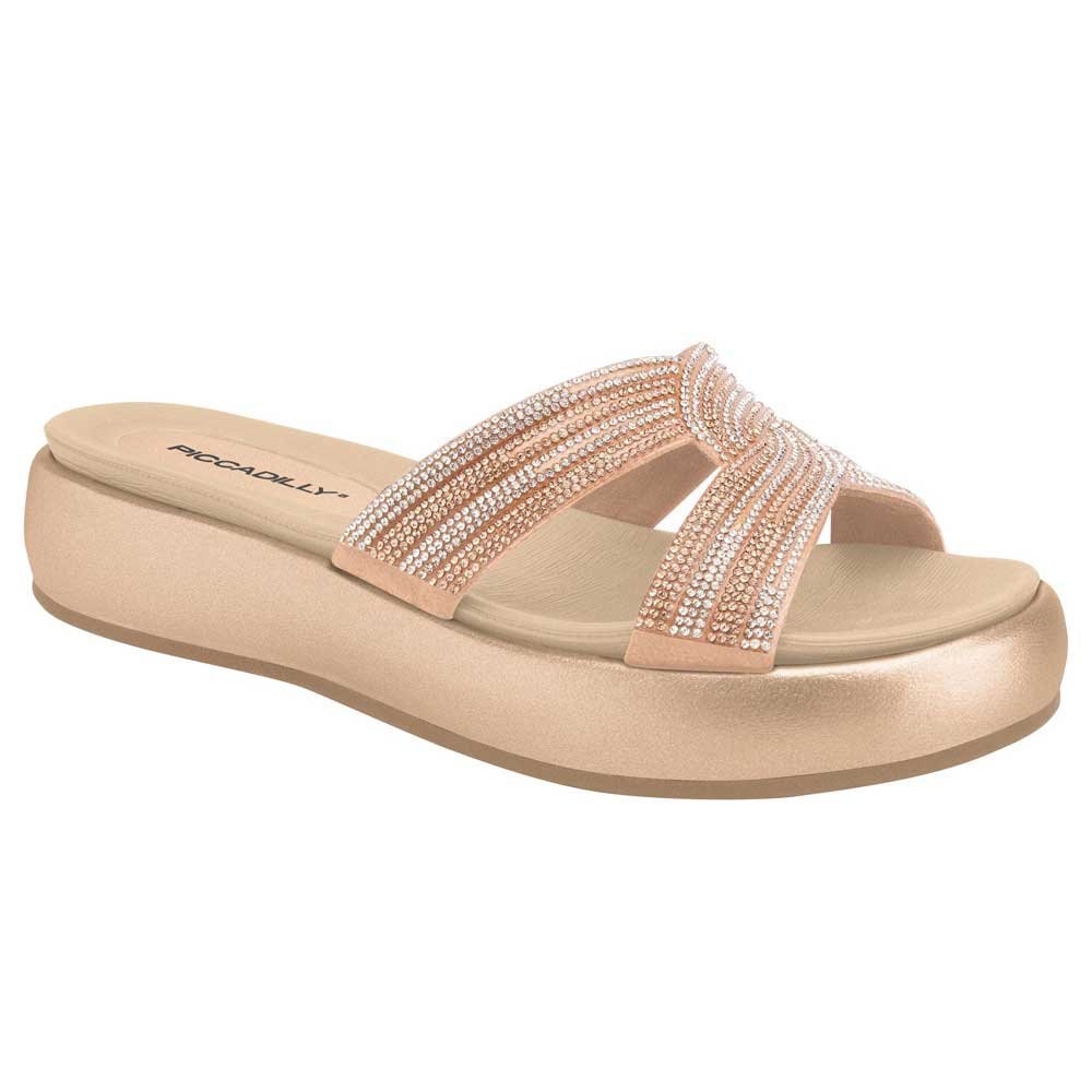 Tamanco Feminino Anabela Ouro Rosado Piccadilly 459008-2 Dourado 1