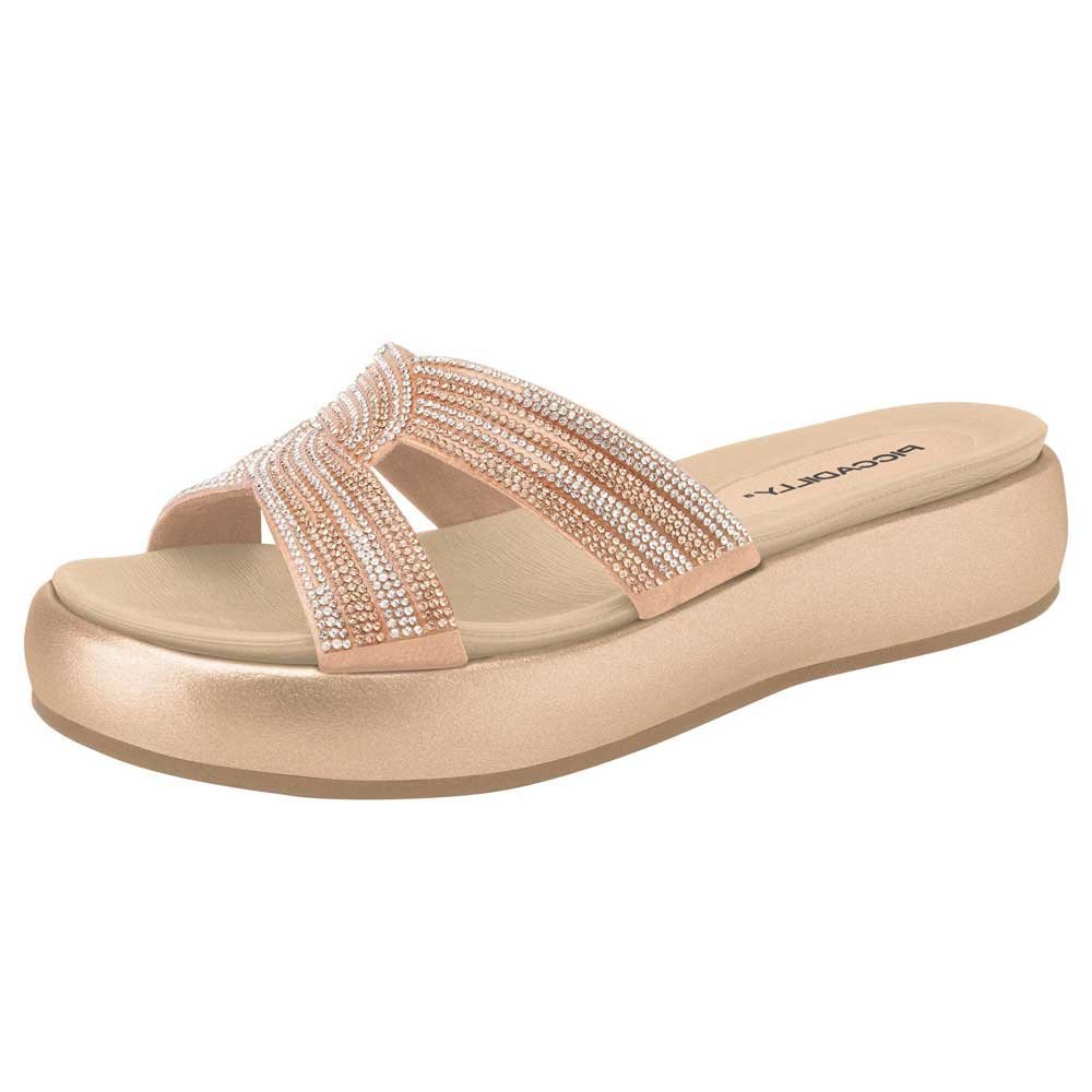Tamanco Feminino Anabela Ouro Rosado Piccadilly 459008-2 Dourado 2