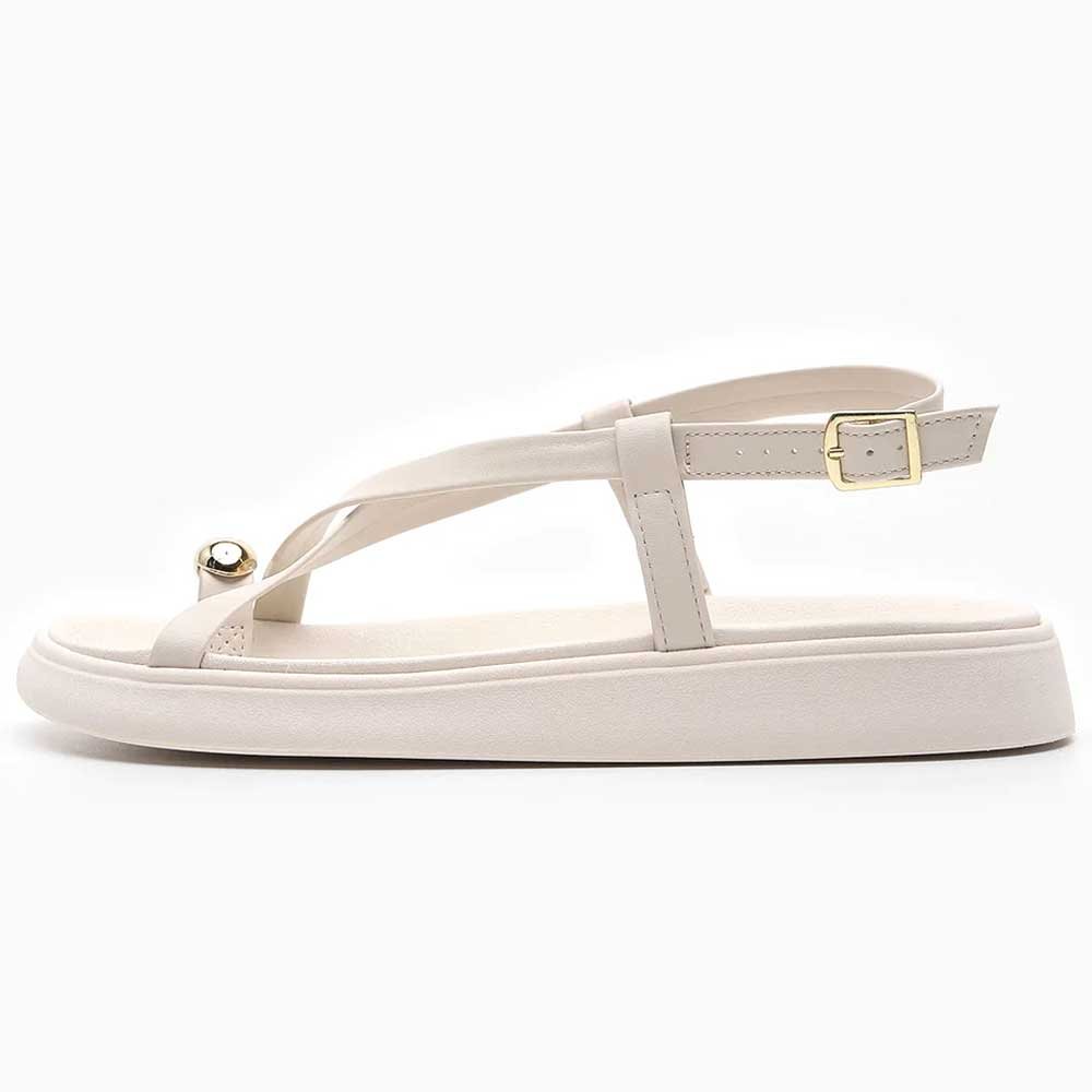 Sandália Feminina Ring Toe Branco Off Moleca 5499.107 Branco 2