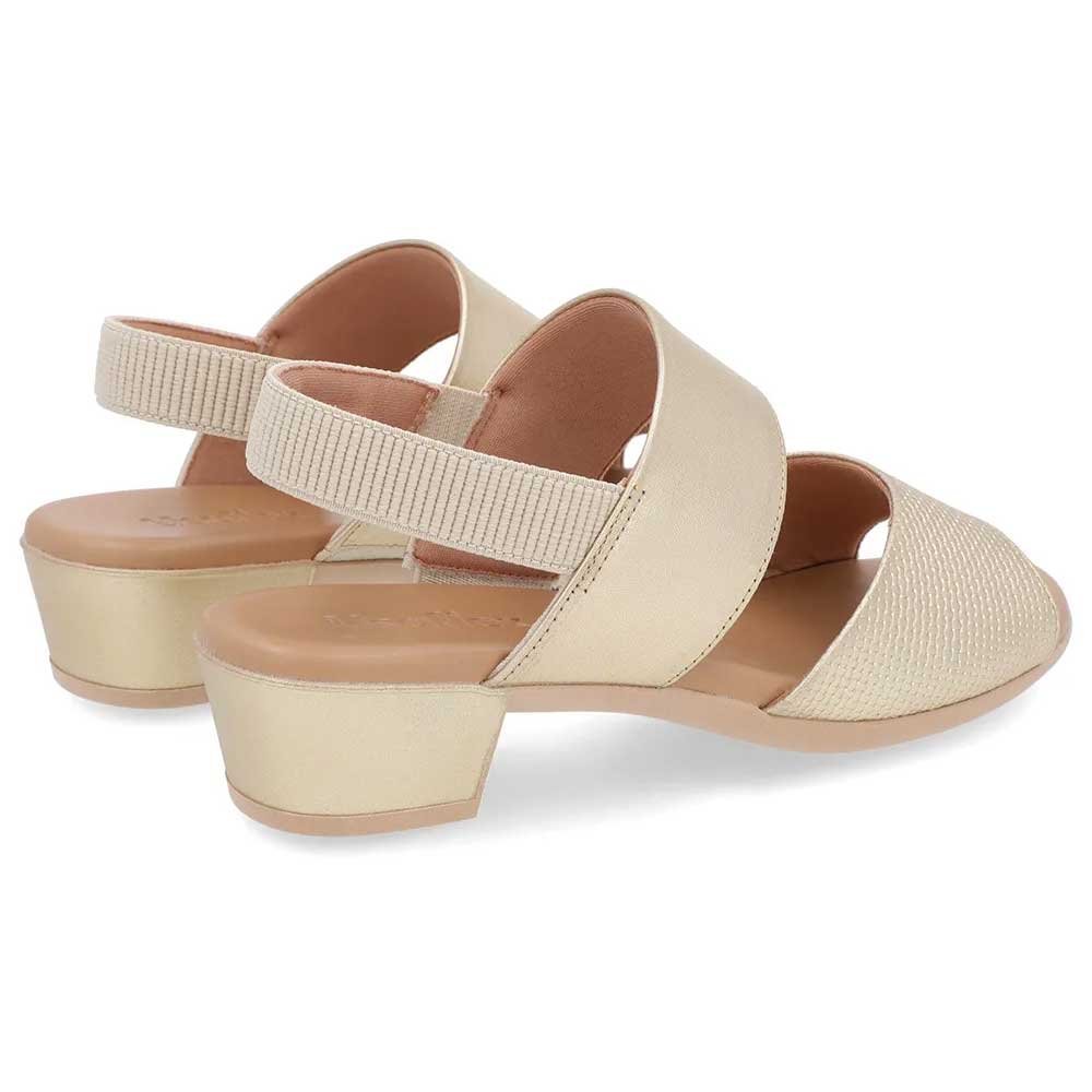Sandália Feminina Salto Bloco Couro Ouro Light Usaflex PA02002 Dourado 4