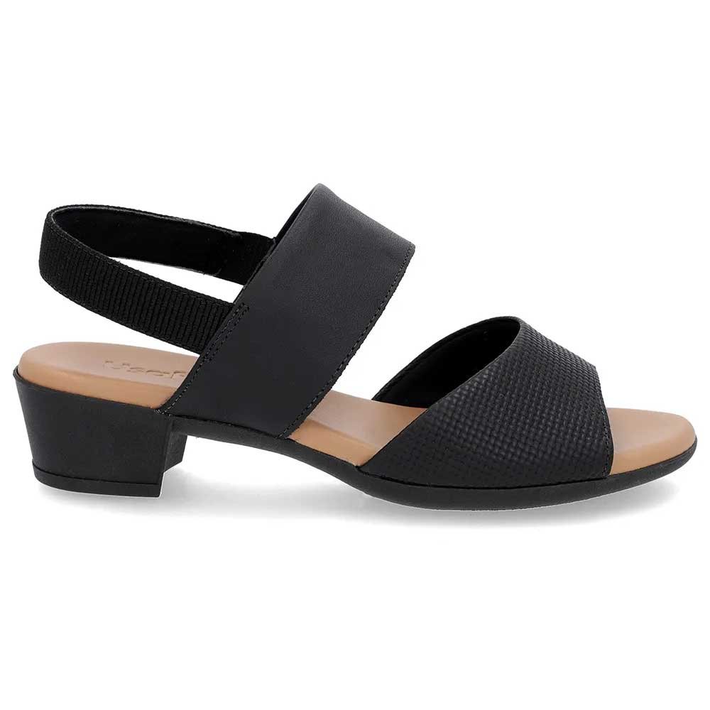 Sandália Feminina Salto Bloco Couro Preto Usaflex PA02002 Preto 1