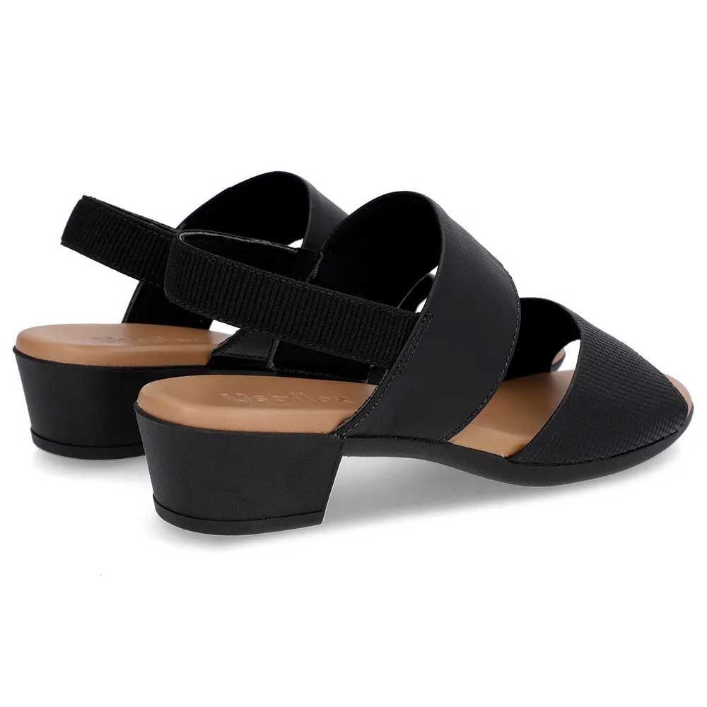 Sandália Feminina Salto Bloco Couro Preto Usaflex PA02002 Preto 4