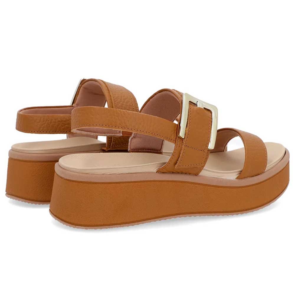 Sandália Anabela Feminina Couro Fivela Tan Usaflex AM23003 Marrom 3