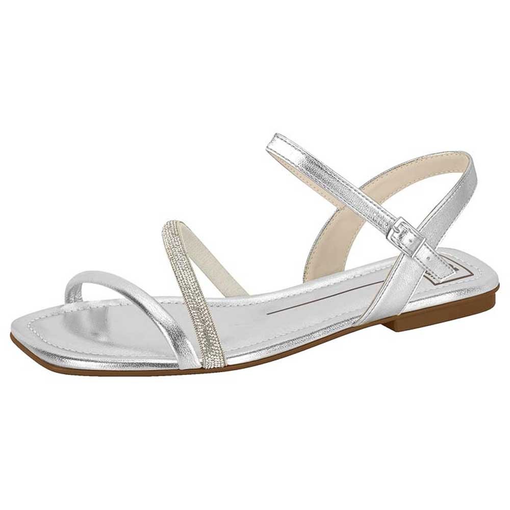 Sandália Rasteira Feminina Prata Cristal Moleca 5462.138 Prata 2