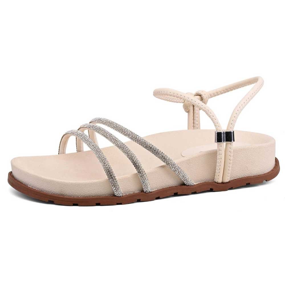 Sandália Papete Feminina Off White Akazzo 4034PB-01 Bege 2