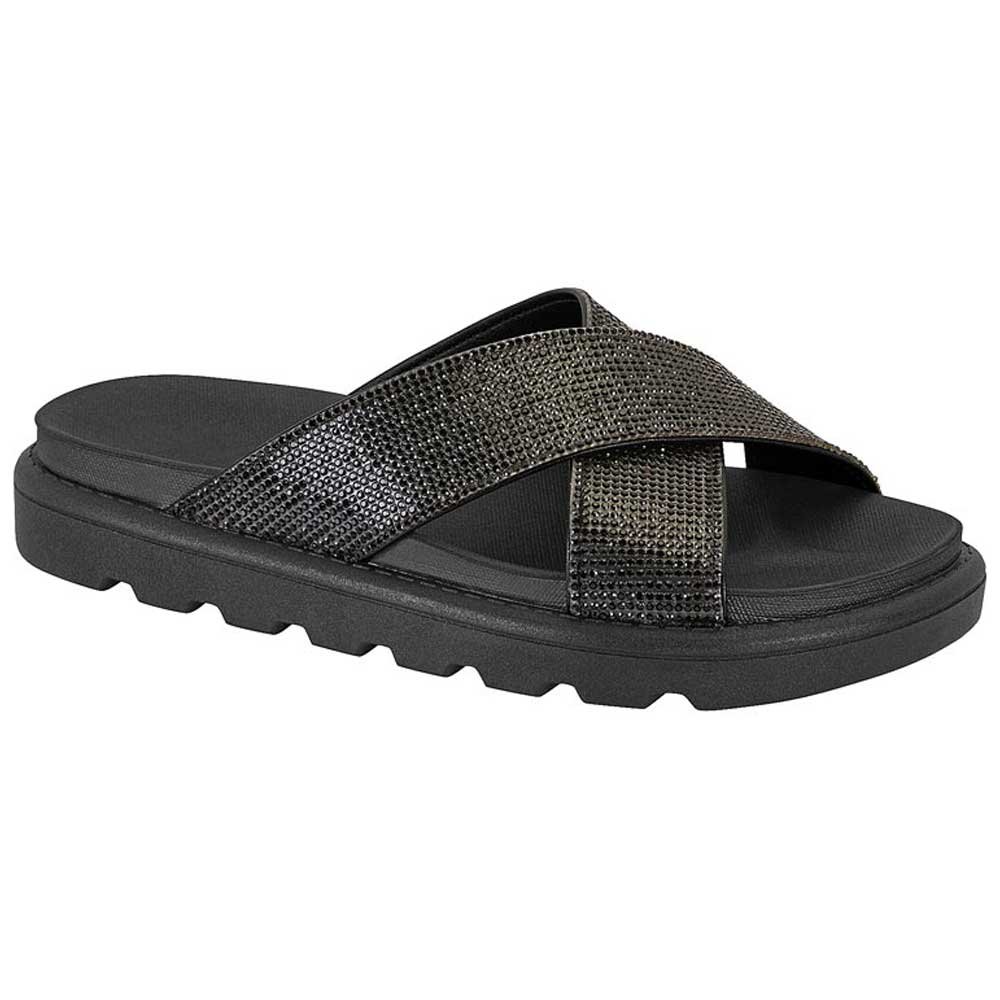 Chinelo Feminino Flatform Strass Preto Vizzano 6459.122 Preto 1