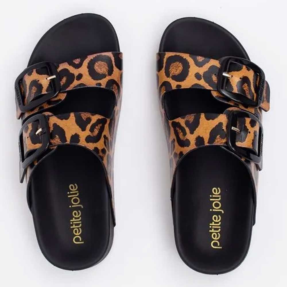 Chinelo Feminino Lovin Flat Preto Animal Print Petite Jolie PJ7289 Preto 4