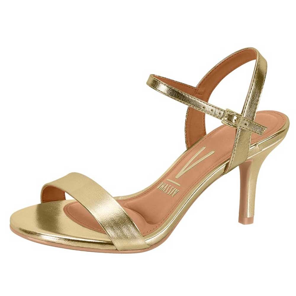 Sandália Feminina Salto Fino Metalizado Dourado Vizzano 6524.202 Dourado 2