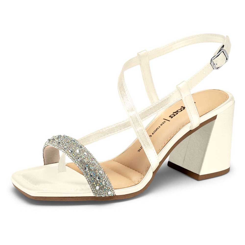 Sandália Feminina Salto Bloco Branco Cristal Dakota Y7642-0001 Branco 2
