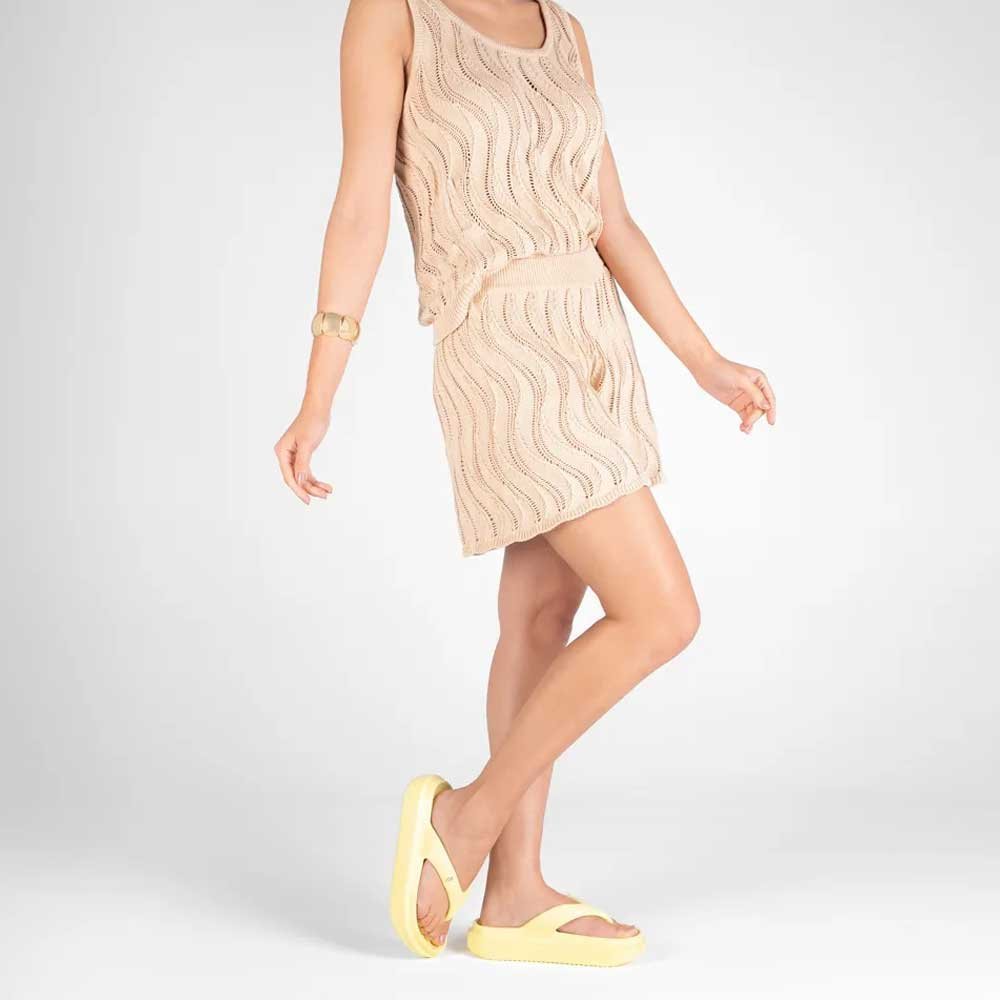 Chinelo Feminino Poofy Plataforma Pera Usaflex AM14001 Amarelo 2