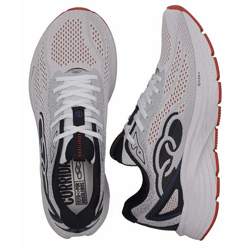 Tênis Esportivo Masculino Challenger 5 Branco Vermelho Olympikus Cinza 2