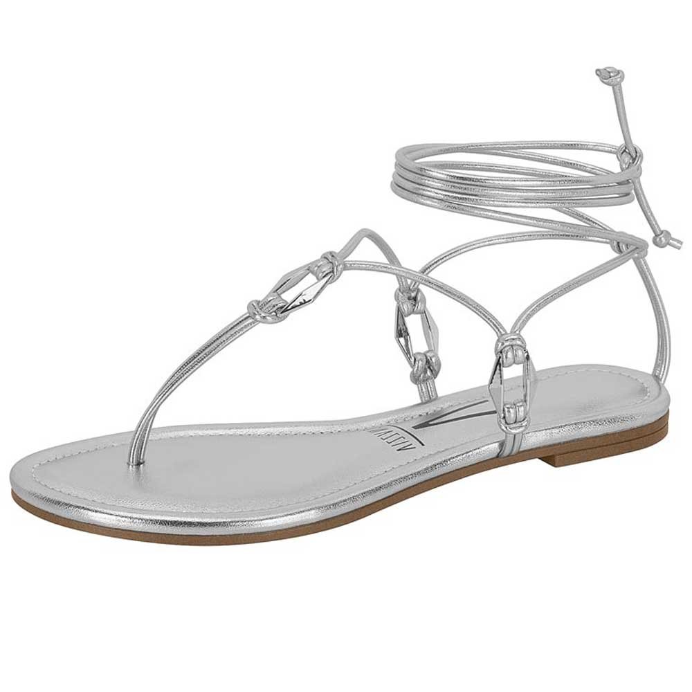 Sandália Rasteira Feminina Amarrar Prata Vizzano 6235.1809 Prata 2