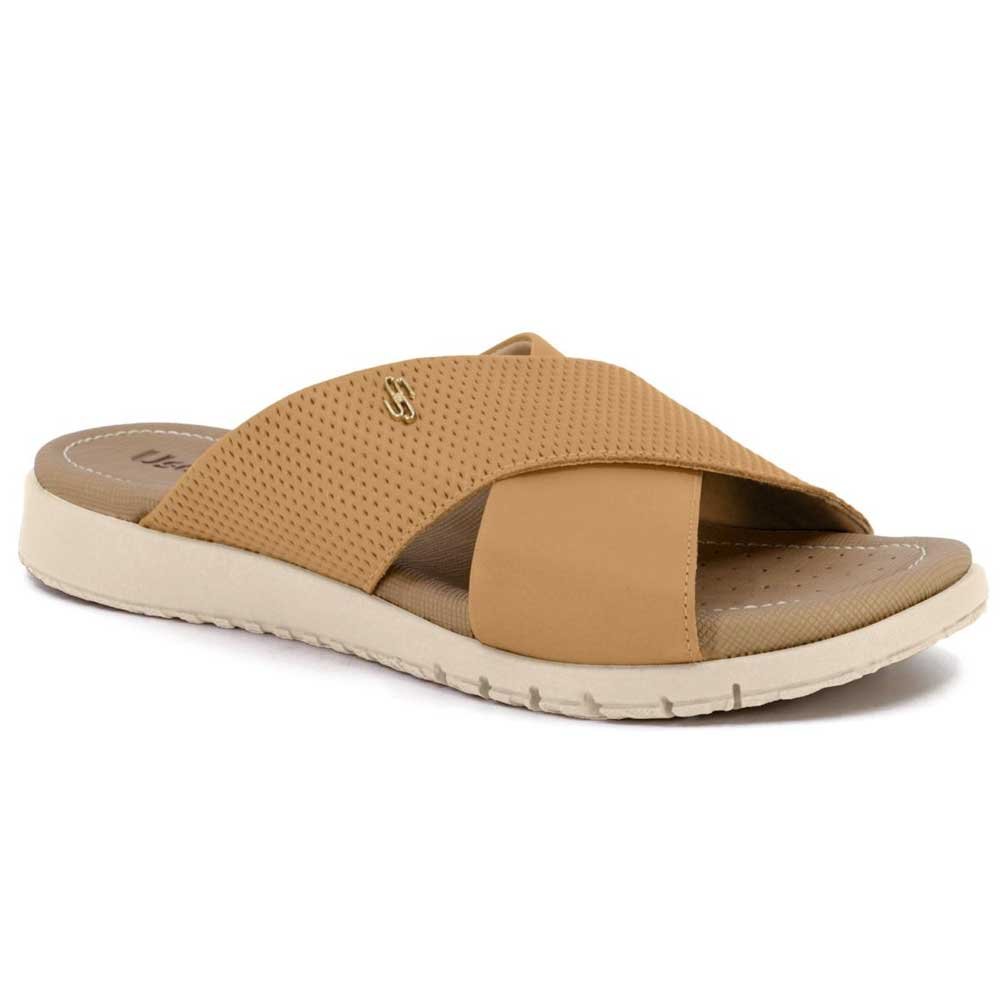Tamanco Feminino Slide X Amêndoa Usaflex AL3703 Bege 1