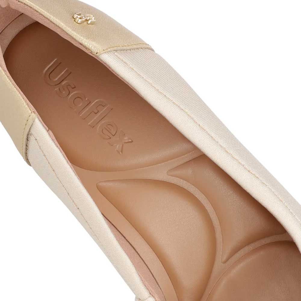 Scarpin Feminino Salto Bloco Blush Ouro Light Usaflex UC1103 Bege 4