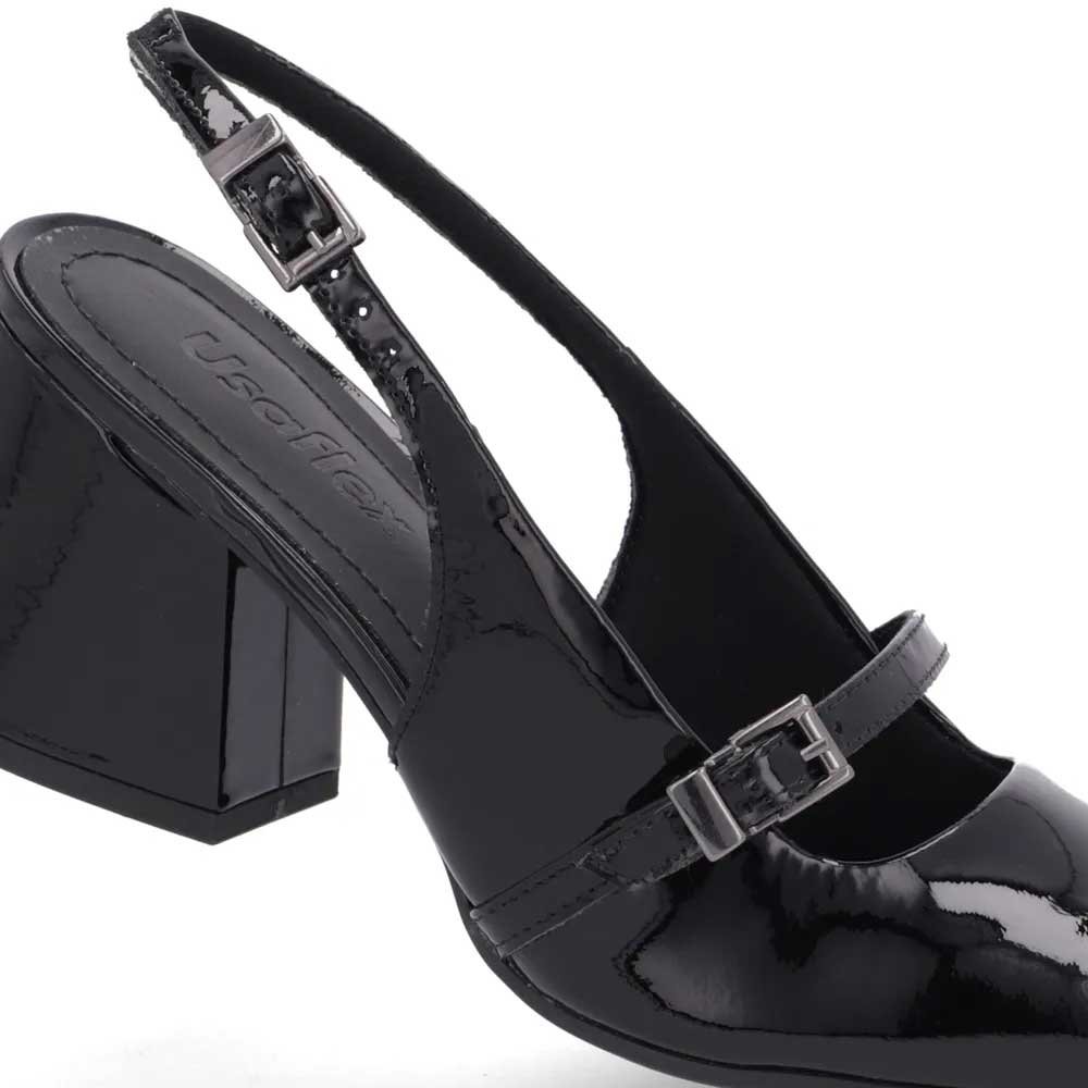 Scarpin Feminino Slingback Verniz Preto Usaflex AL0704 Preto 2