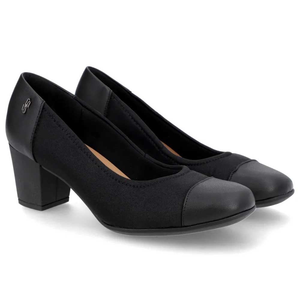 Scarpin Feminino Salto Bloco Preto Usaflex UC1103 Preto 2