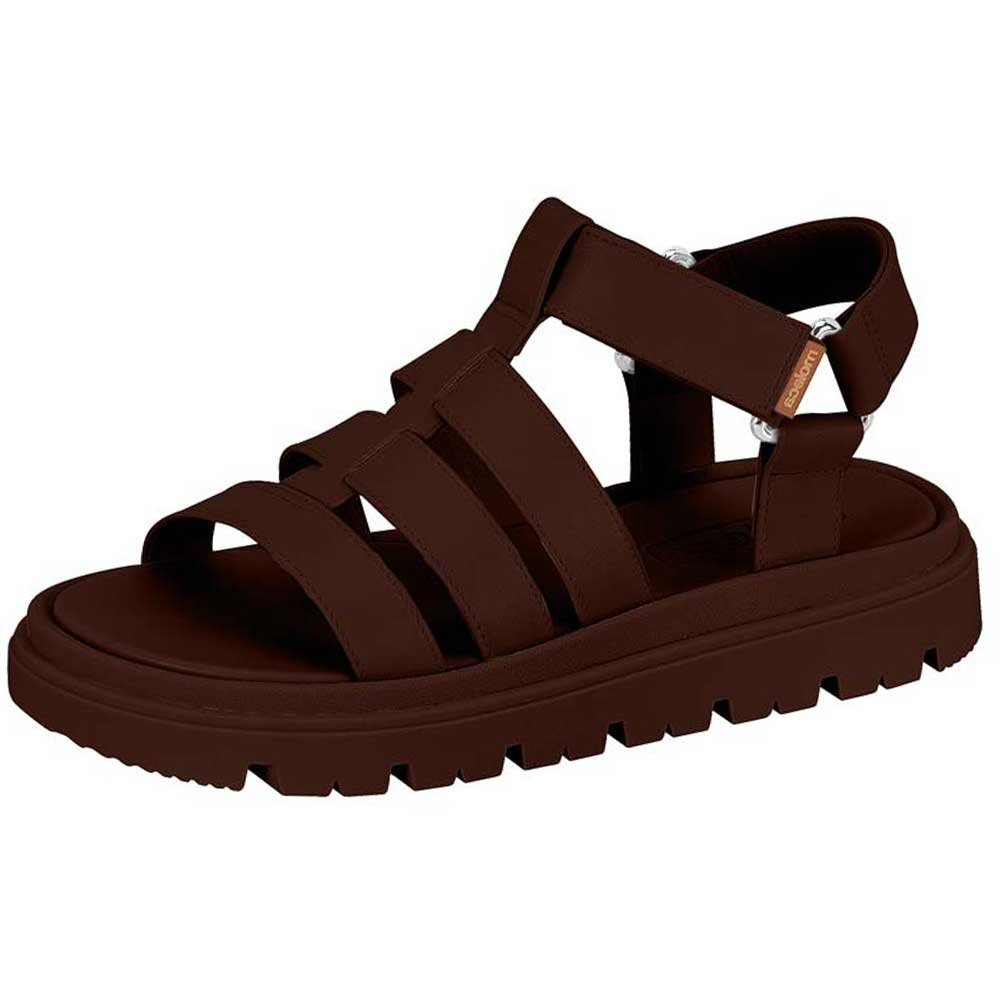 Sandália Feminina Papete Chocolate Moleca 5504.109 Marrom 2