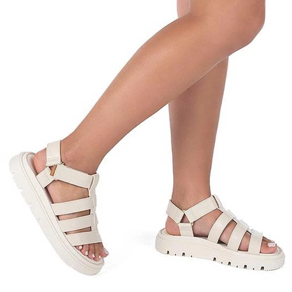 Sandália Feminina Papete Branco Off Moleca 5504.109 Off White 2
