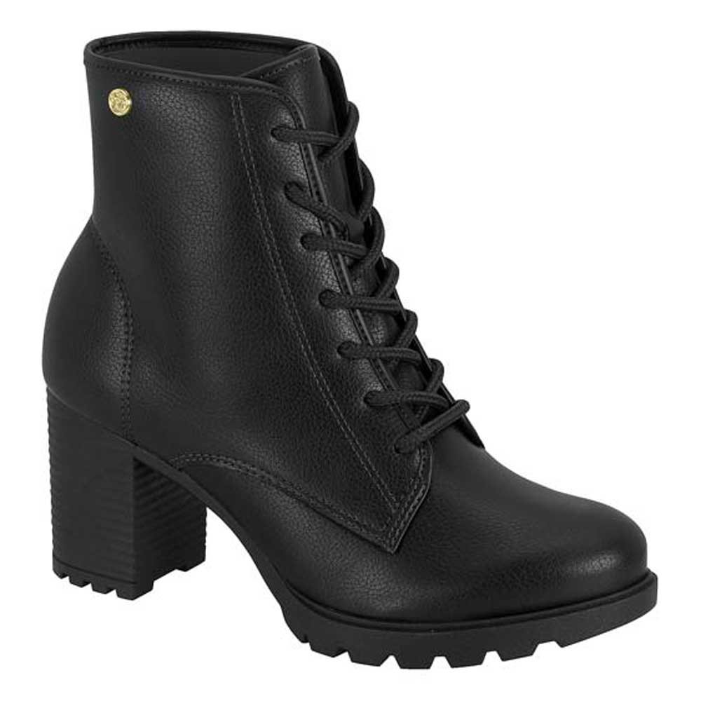 Bota Coturno Feminino Salto Bloco Napa Preto Moleca Preto