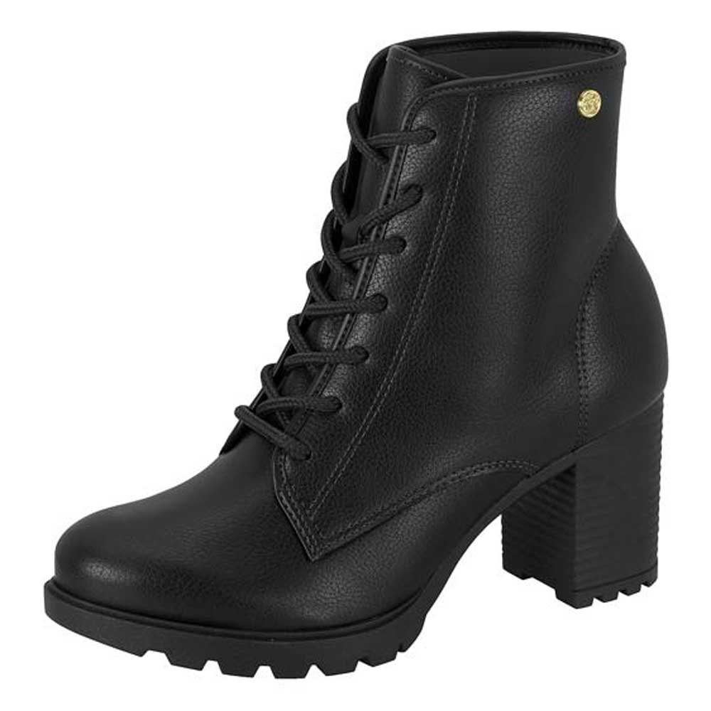 Bota Coturno Feminino Salto Bloco Napa Preto Moleca 5348.100 Preto 2