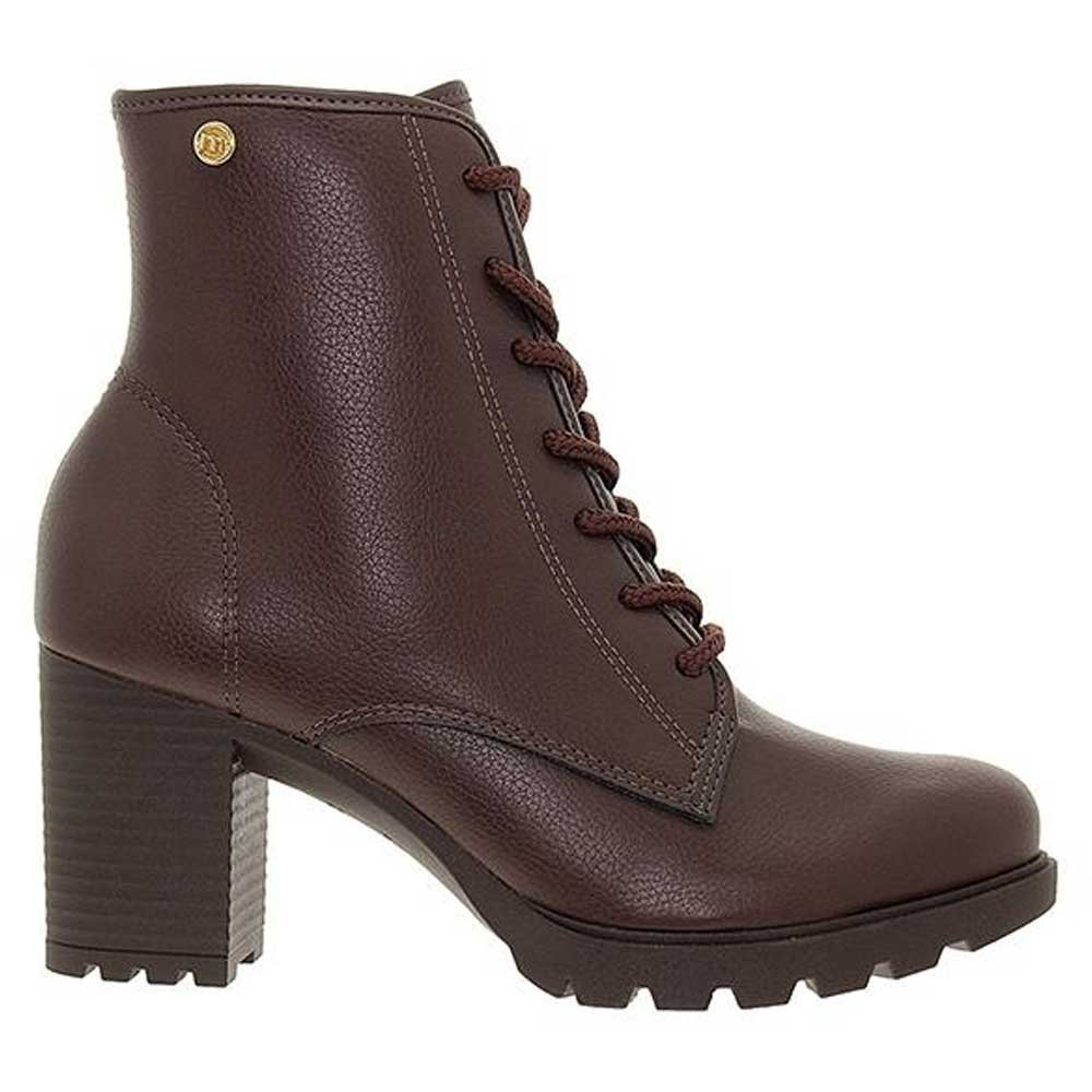 Bota Coturno Feminino Salto Bloco Napa Café Moleca 5348.100 Marrom 2