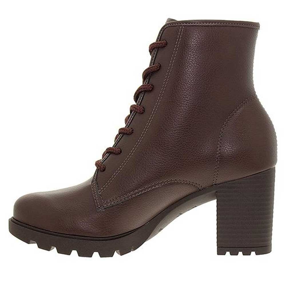 Bota Coturno Feminino Salto Bloco Napa Café Moleca 5348.100 Marrom 4