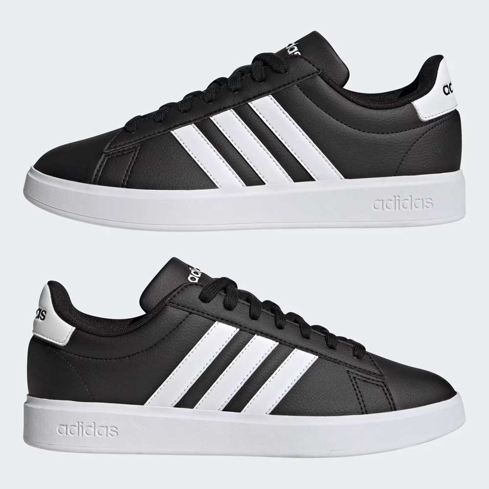 Tênis Masculino Grand Court Base 2.0 Preto Branco Adidas GW9196 Preto 3