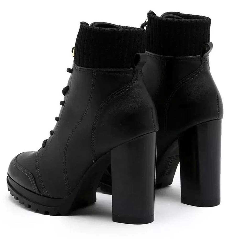 Bota Coturno Feminino Salto Bloco Napa Berlim Knit Preto Vizzano 3089.102 Preto 3