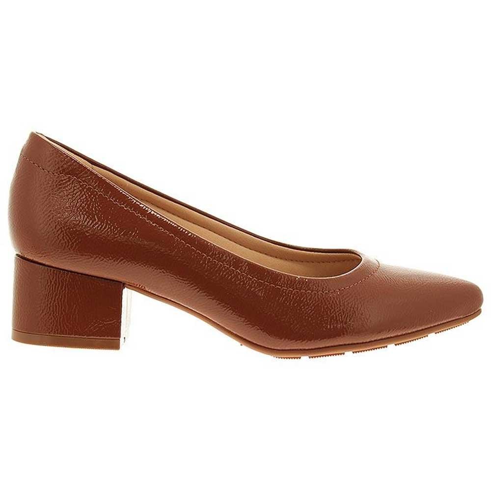 Scarpin Feminino Salto Bloco Verniz Glam Avelã Modare 7340.123 Marrom