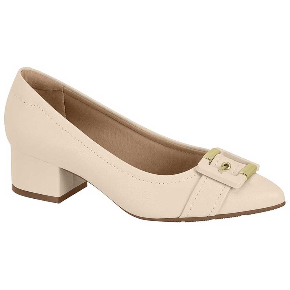 Scarpin Feminino Salto Bloco Creme Modare 7340.133 Bege 1
