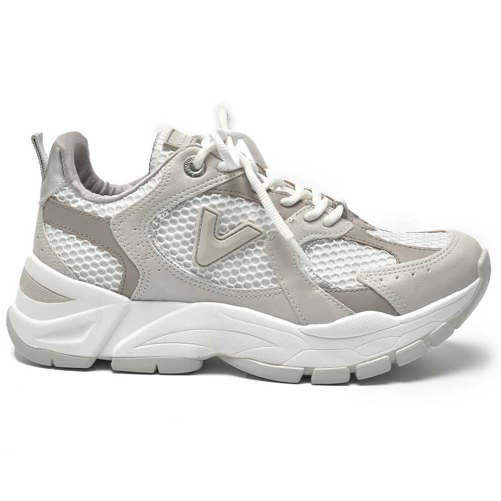 Tênis Casual Feminino Neve Branco Prata Via Marte 140-010-02 Cinza 1