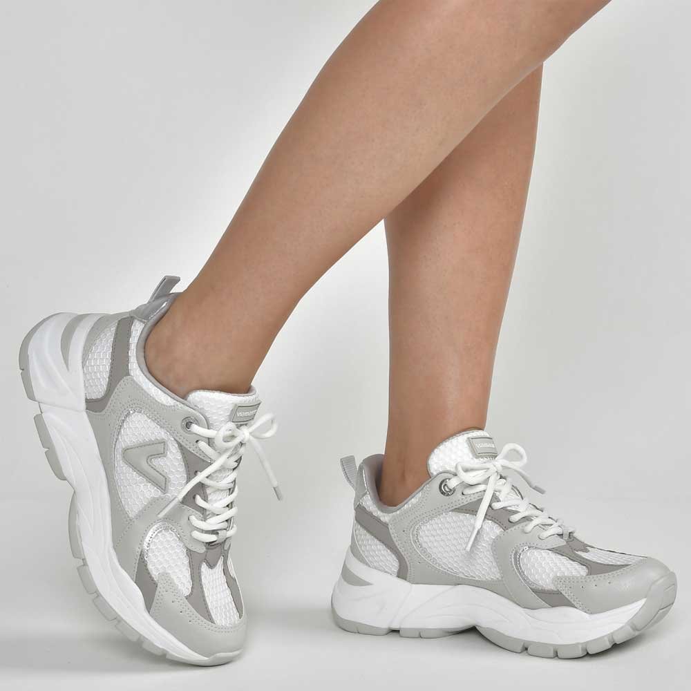 Tênis Casual Feminino Neve Branco Prata Via Marte 140-010-02 Cinza 2