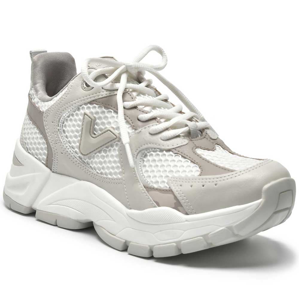 Tênis Casual Feminino Neve Branco Prata Via Marte 140-010-02 Cinza 3