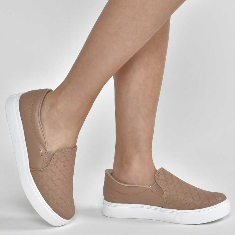 Tênis Casual Feminino Slip On Frapuccino Via Marte 016-023-02 Bege 2