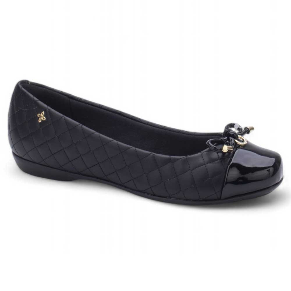 Sapatilha Feminina Bico Redondo Preto Softli 10004.10181