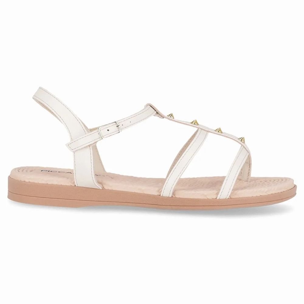 Sandália Rasteira Feminina Adla Off White Piccadilly 513010-2 Branco 2