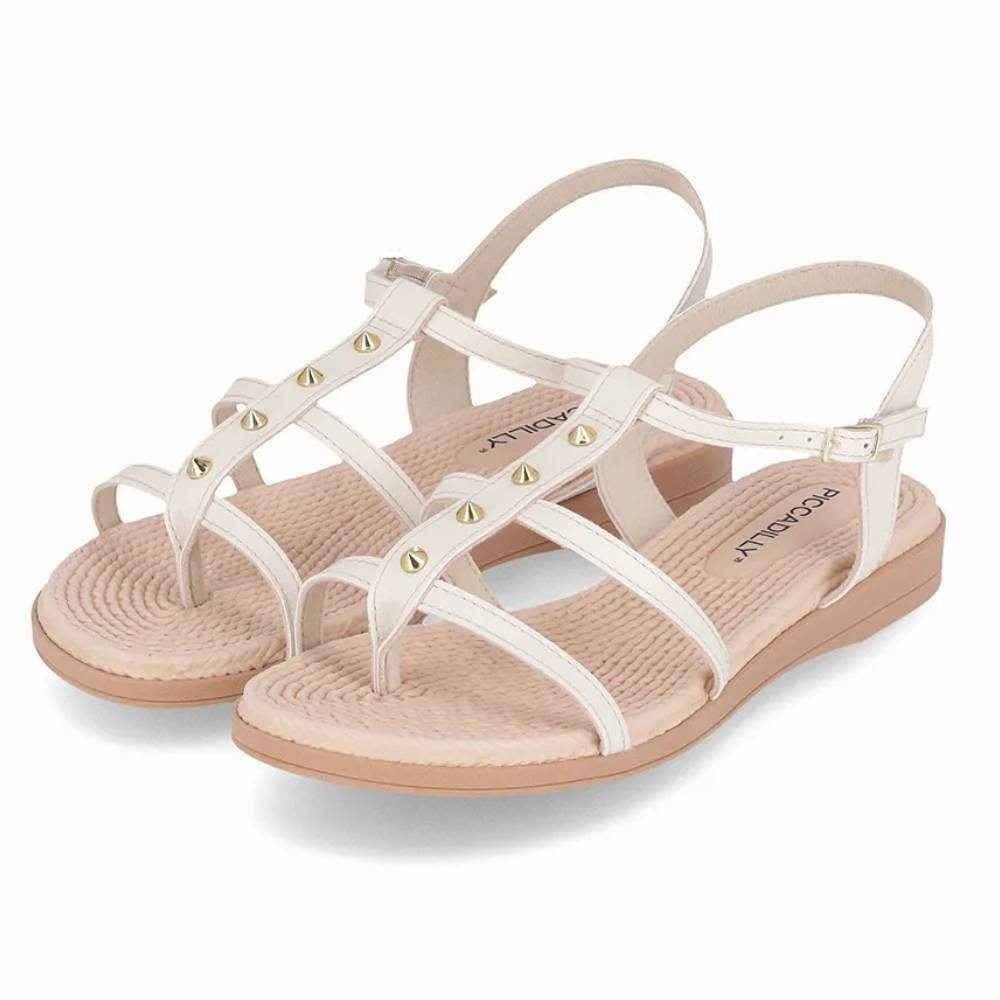 Sandália Rasteira Feminina Adla Off White Piccadilly 513010-2 Branco 3