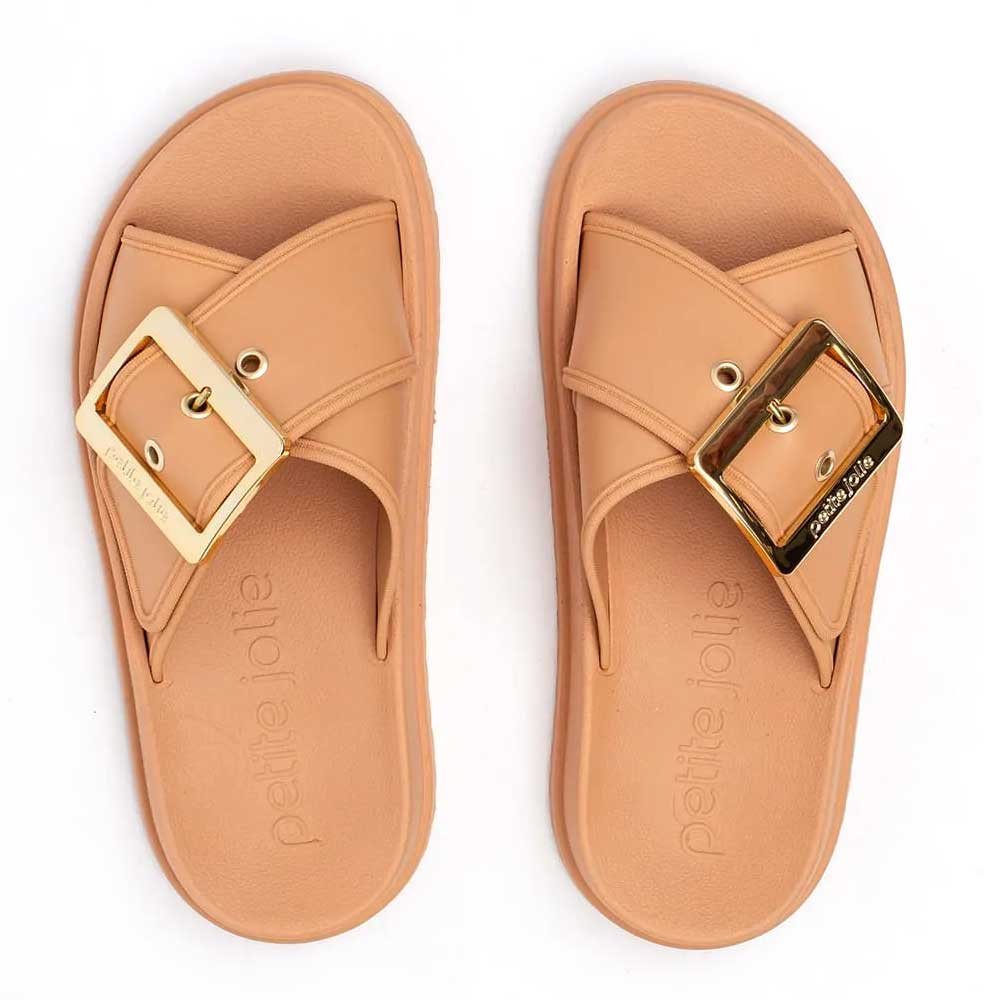 Chinelo Feminino Feat Avelã Petite Jolie PJ7482 Bege 2