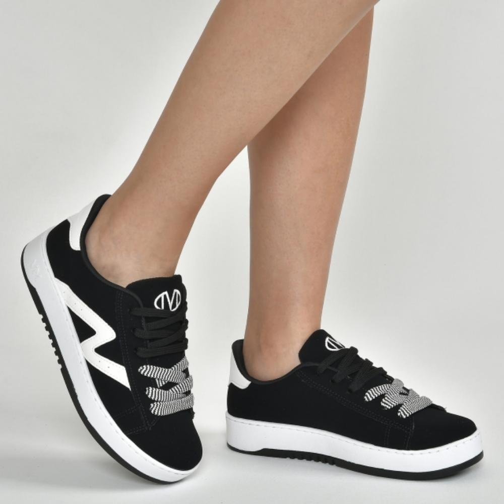 Tênis Casual Feminino Preto Branco Via Marte 069-007-01 Preto 2