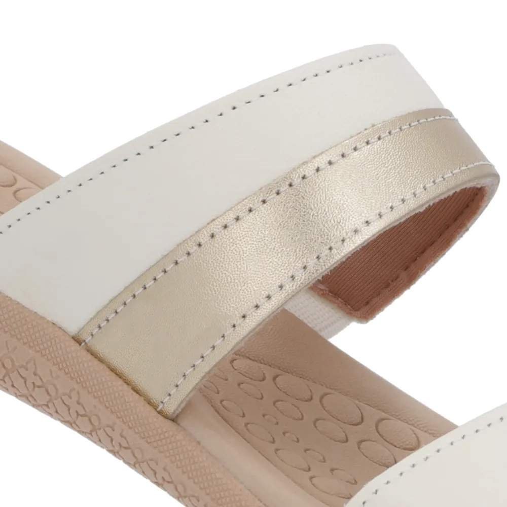 Tamanco Slide Feminino Ouro Light Usaflex PA06001 Branco/Dourado 2